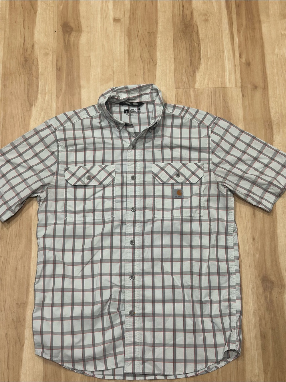 Carhartt Men’s Short-Sleeve Plaid Button-Down Shirt - White, Brown & Gray